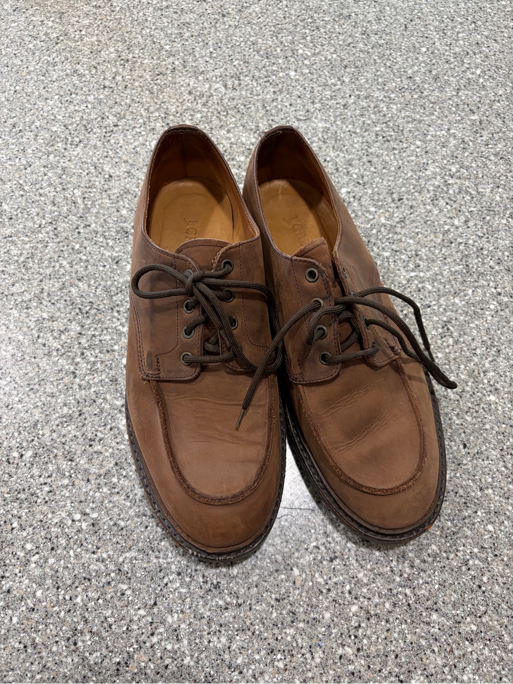 Men's Jcrew Vintage Brown Leather Casual Moc Toe Lace-Up Shoes